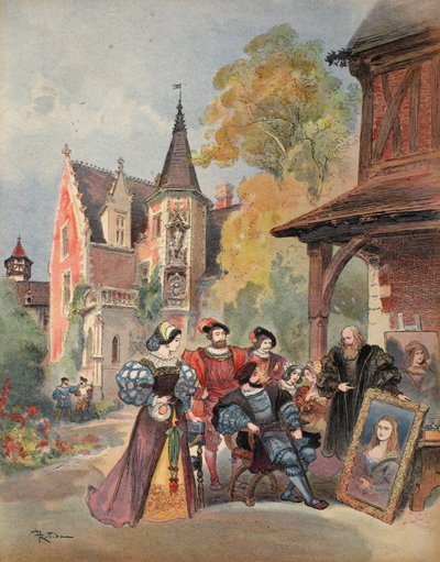Léonard de Vinci donne la Joconde à François Ier, illustration de 